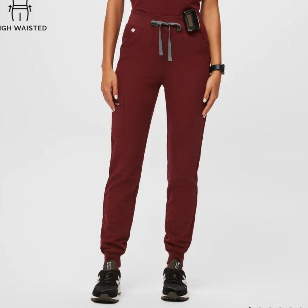 Figs Burgundy High Waisted Joggers